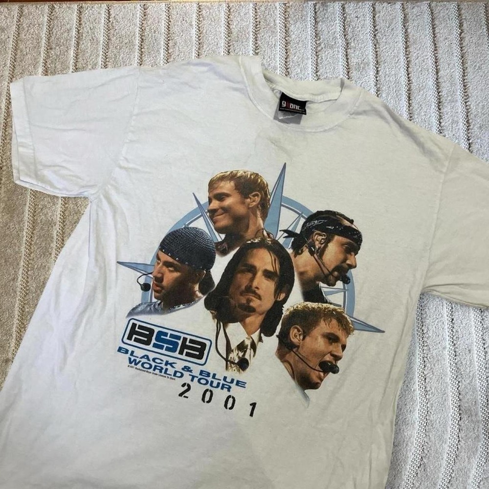 VTG Y2k 2001 Backstreet Boys BSB World Tour Shirt Size Medium Boy Band Pop Punk